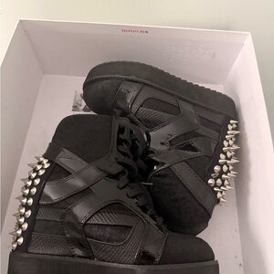 Jeffrey Campbell Rodman Black High-Top Sneakers with Silver Spikes